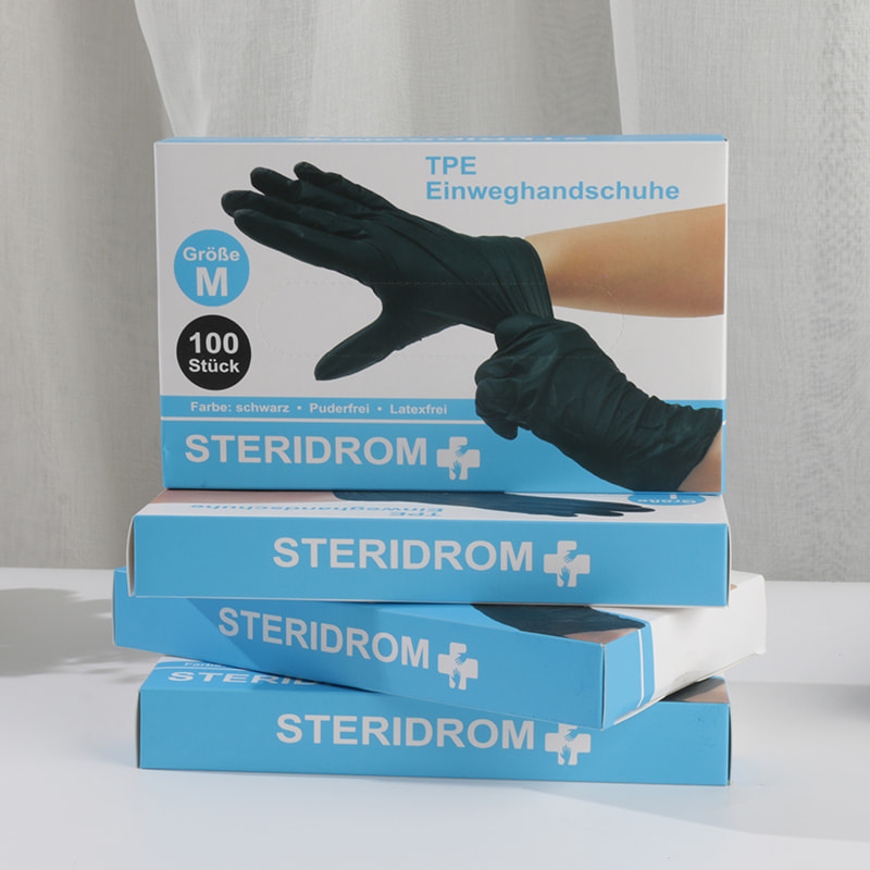 Gute Temperaturwiderstand schwarzer TPE -Handschuhe (Diamantmuster)