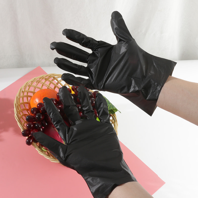 Gute Temperaturwiderstand schwarzer TPE -Handschuhe (Diamantmuster)