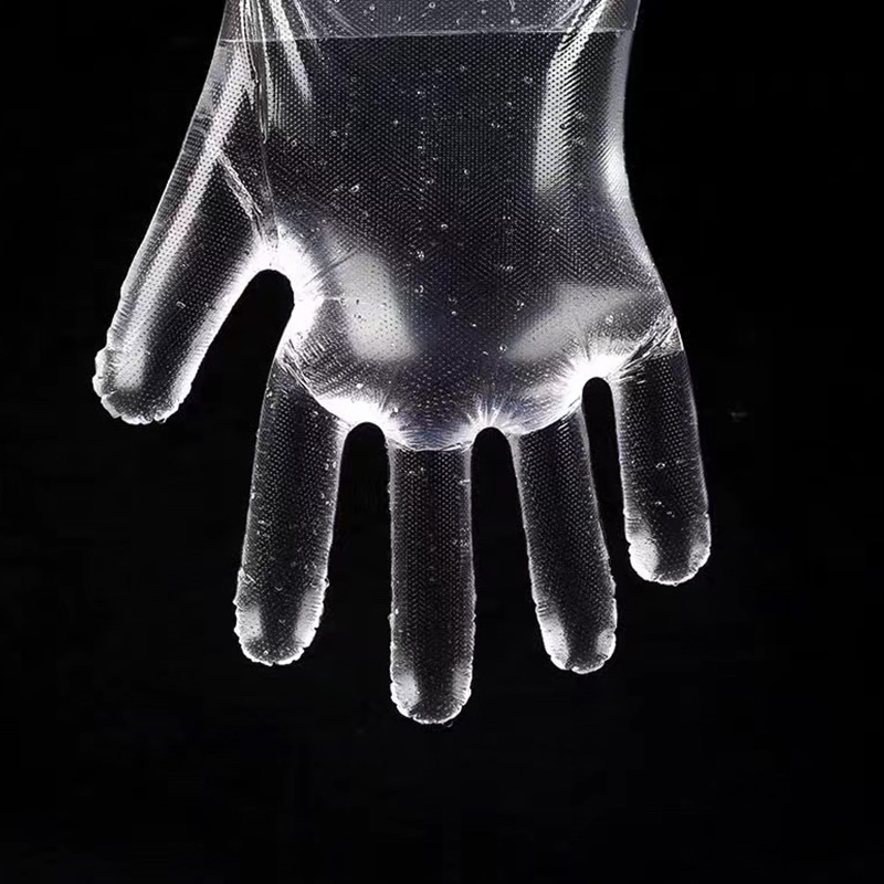 Wasserdichte und ölfeste, off-weiße LDPE-Handschuhe